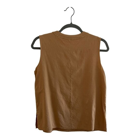 Vince Size S Rib Trim Sleeveless Linen Blend Top Camisole Lagenlook Minimalist - Picture 5 of 9